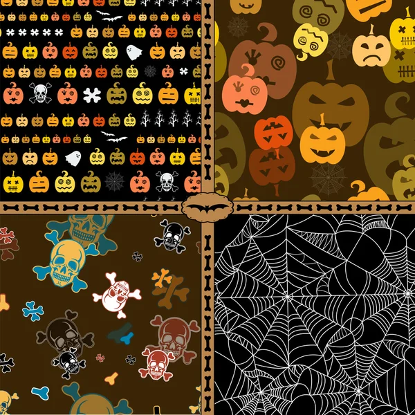 Set of Halloween seamless pattern — Stock Vector