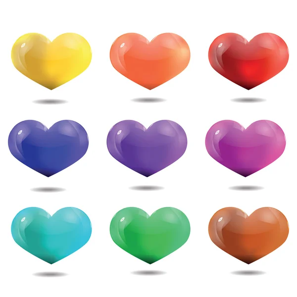 Bright multicolored hearts, template for Valentine's Day and we — Stock Vector