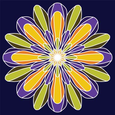 Vector Beautiful Flower. Floral Design Element. Vintage round or