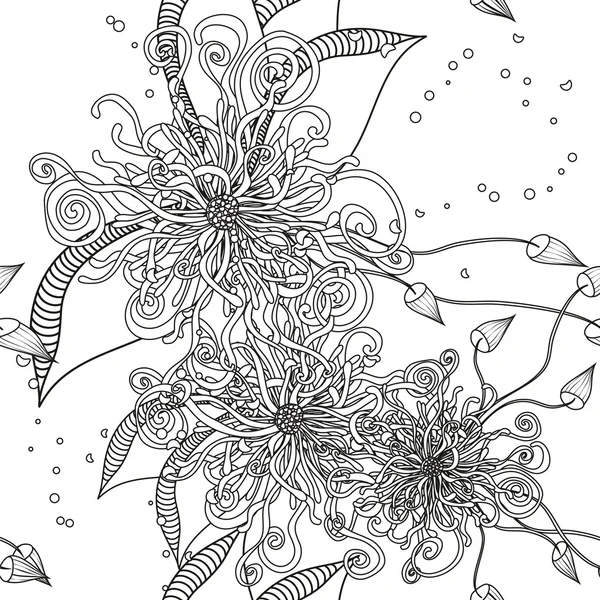 Seamless Floral Doodle Background Pattern with Leaves. Design  z