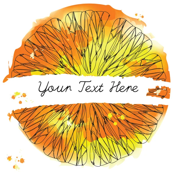 Texture d'agrumes. Sketch Frame. Stylo encre sur aquarelle orange — Image vectorielle