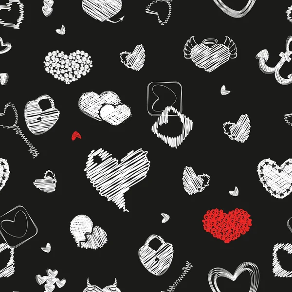 Seamless Pattern with Hearts. St. Valentine's Day Design Element — Stockový vektor