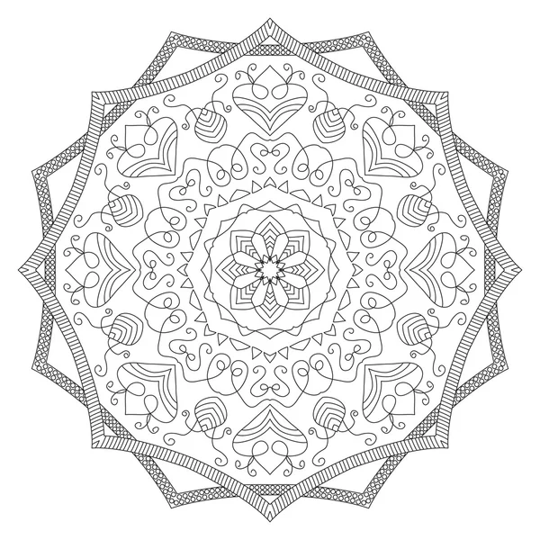 Mandala. Vintage süsleme desen yuvarlak. İslam, Arap, Hint — Stok Vektör