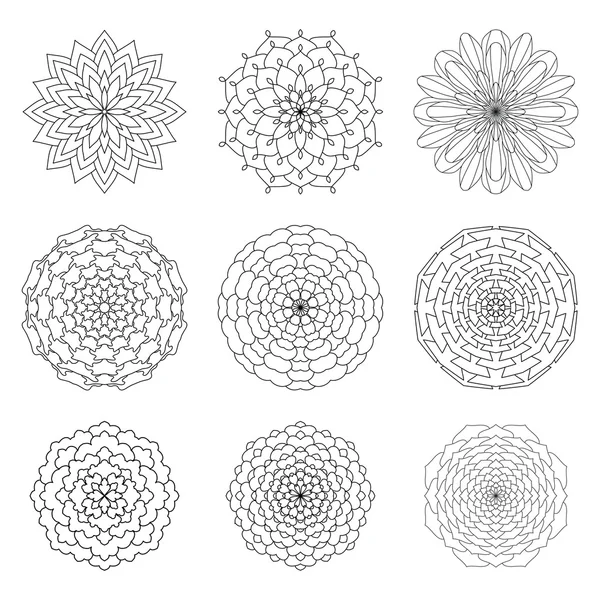 Set of ethnic ornamental floral pattern. Hand drawn mandalas. Vi — Διανυσματικό Αρχείο