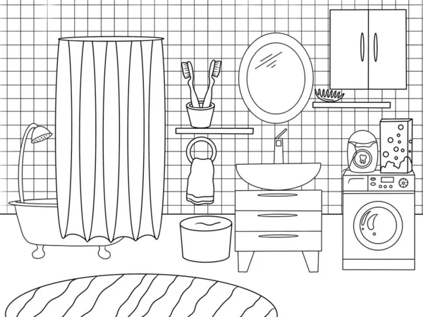 Home Bathroom Coloring Page — Stock Photo, Image