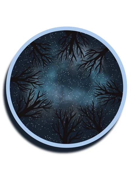 Espaço Cosmos Noite Luar Floresta — Fotografia de Stock