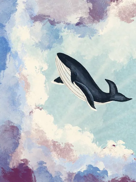 ปลาวาฬในเมฆ อารมณ เศษ — ภาพถ่ายสต็อก