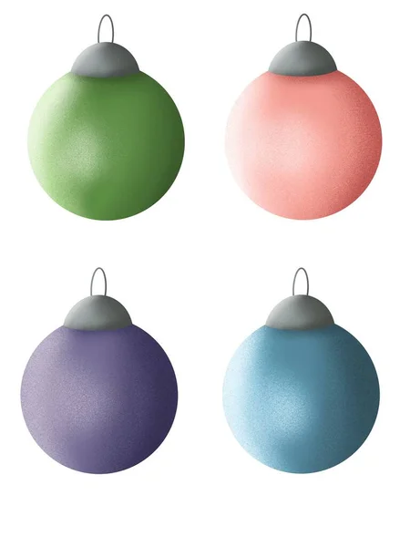 Conjunto Bolas Bolas Coloridas Natal — Fotografia de Stock