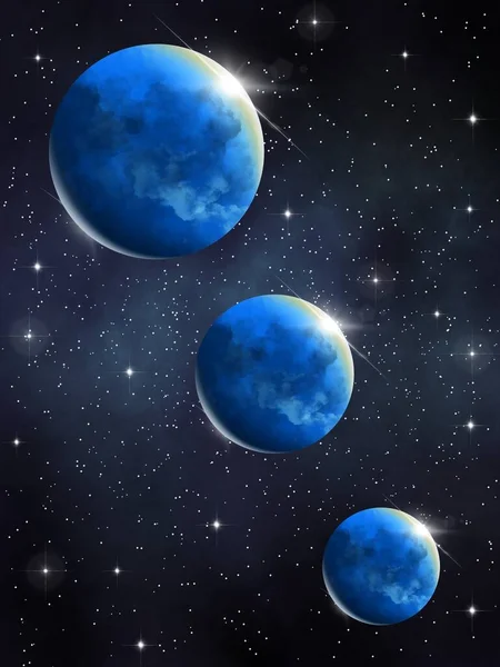 Csillagos Tér Bolygókkal — Stock Fotó
