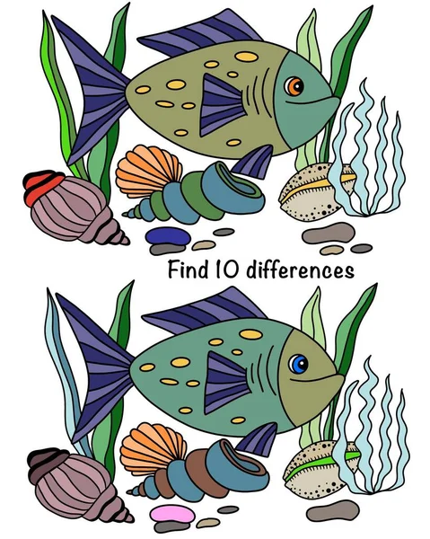 Find the differences. Logical game. Fish