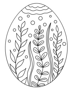 Sihirli yumurtalarla dolu bir geçmiş. Boyama sayfası. Mutlu Paskalyalar 