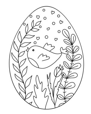 Sihirli yumurtalarla dolu bir geçmiş. Boyama sayfası. Mutlu Paskalyalar 