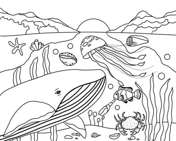 Colouring Page Space Water Underworld — Stock Photo, Image