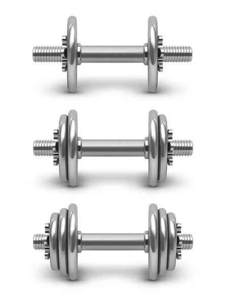 Conjunto Pesas Metal Plateado Fitness Gimnasio Musculación Conjunto Equipos Peso — Archivo Imágenes Vectoriales