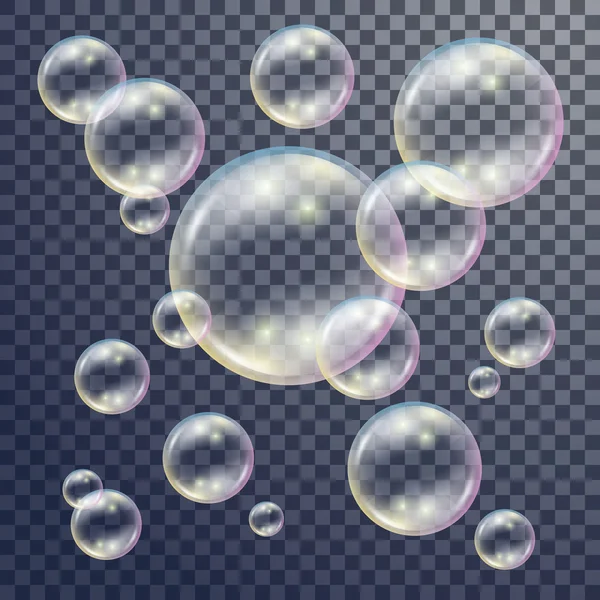 Kleurrijke transparante zeepbellen — Stockvector
