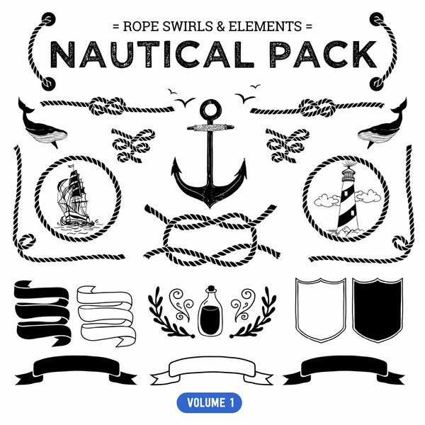 Pack van nautische elementen. — Stockvector