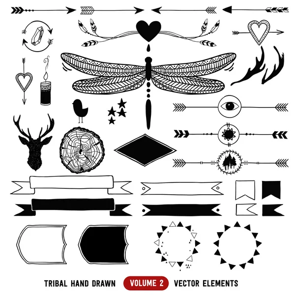 Handgezeichnete Vektor-Stammeselemente. aztec Logos und Abzeichen. — Stockvektor