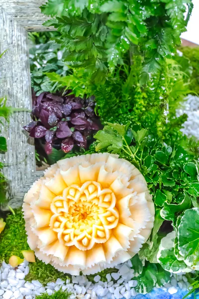 Sculpture de fruits cantaloups dans le jardin . — Photo