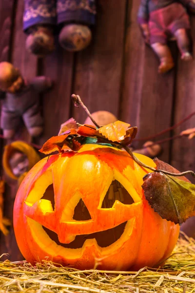 Jack o Laternen Halloween Kürbisgesicht. — Stockfoto