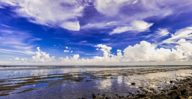 Düşük tide deniz Panoraması.