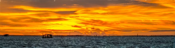 Panorama of sea and cloudscape on sunrise — Stock Photo, Image