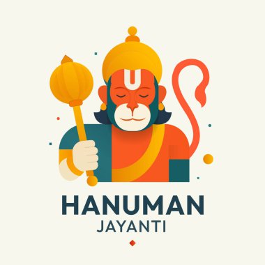 Lord Hanuman Minimalist Vektör Sanatı Ruhani Hint Festivali Hanuman Jayanti İllüstrasyon: 124 Hindu Tanrısı Posteri: Hint Mitolojisi Tasarımı