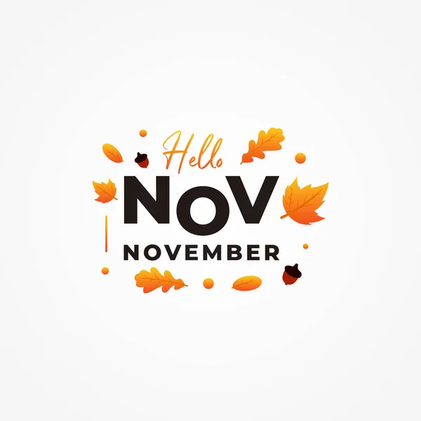 Ciao Novembre Vector Design Illustrazione Banner Sfondo — Vettoriale Stock