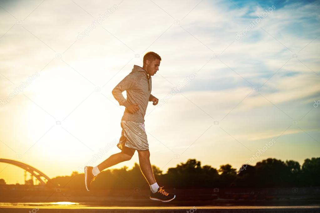 Man running outdoors on a sunny day