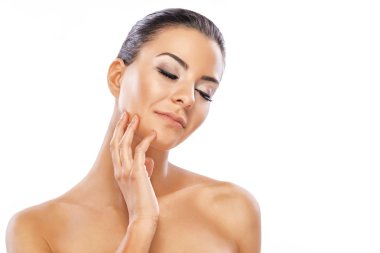 Güzel model baş ve omuzlar portresi