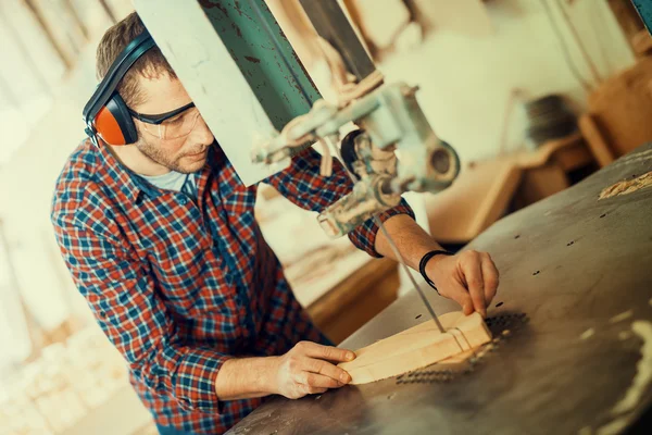 Close up of a young carpenter at work — Stock Photo, Image