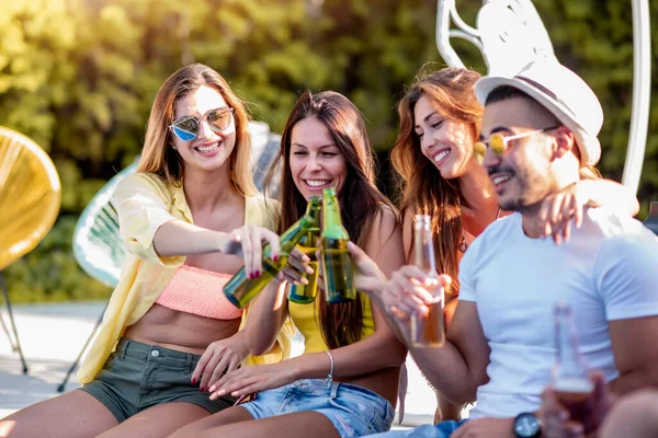 Group Friends Having Fun Summer Vacation Lifestyle Friendship Travel Holidays — Stock Photo, Image