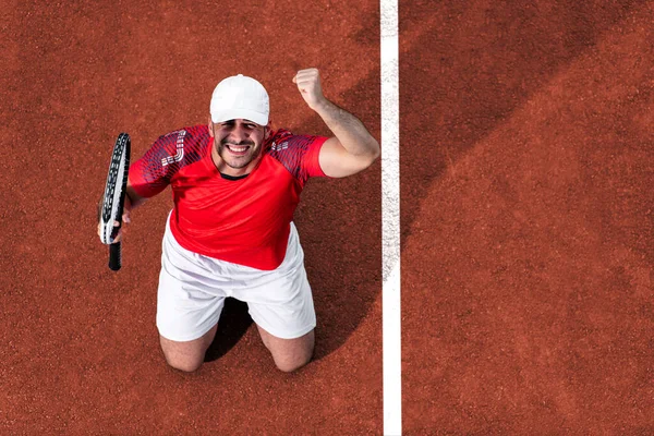 Sport Vue Haut Joueur Tennis Avec Raquette Concept Fitness Lifestyle — Photo