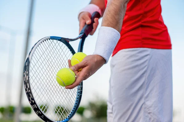 Giocatore Tennis Concentrato Posizione Pronta Sul Campo Tennis — Foto Stock