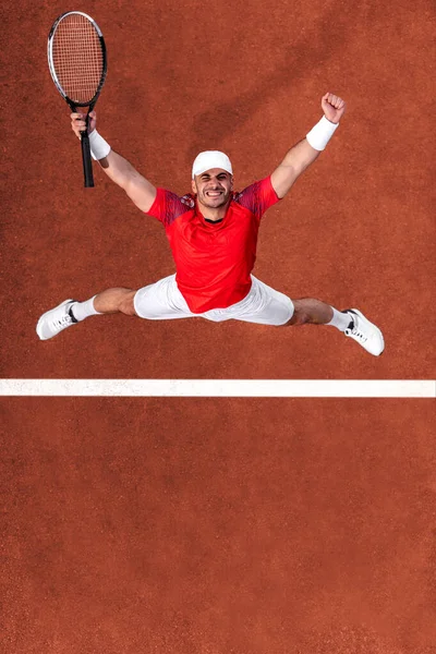 Vue Haut Joueur Tennis Avec Raquette Concept Fitness Personnes Style — Photo