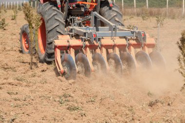  Bir disk harrow sisteminin, yakın çekim, toprak yetiştirmek