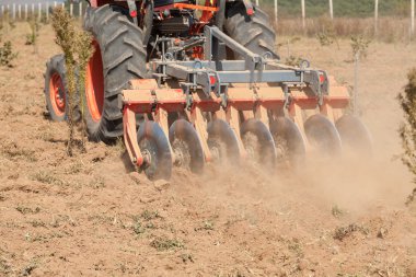  Close up of a disc harrow system, cultivate the soil clipart