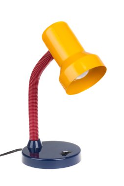 Modern masa lambası, üzerinde beyaz izole