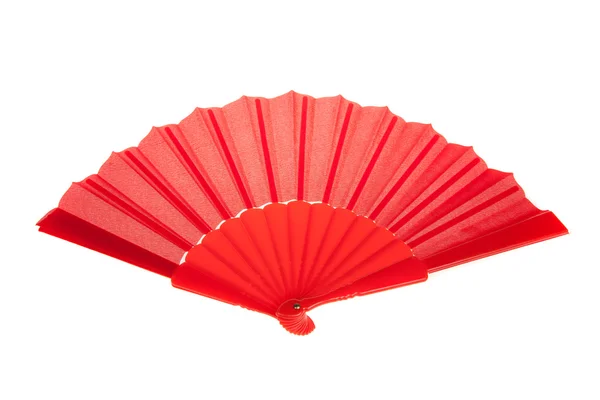 Red Open Hand Fan Isolated on a White — Stock Photo, Image