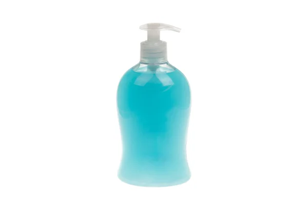 Butelka z tworzywa sztucznego z mydłem w płynie, izolowana na biało — Zdjęcie stockowe