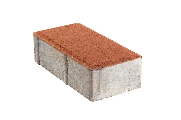Singolo mattone pavimentazione rossa, isolato. Blocco di cemento per pavimentazione — Foto Stock