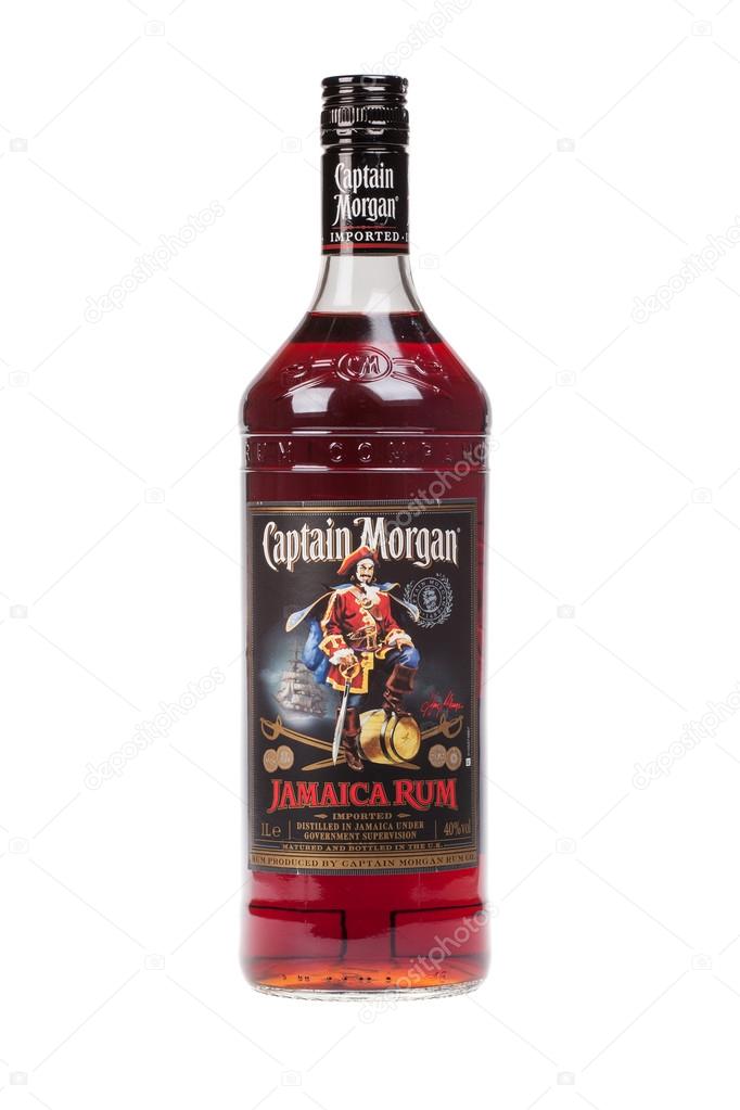 VARNA, BULGARIA - AUGUST 17.2016: Photo of a bottle of Captain Morgan Rum, isolated on white. Captain Morgan is a brand of rum produced by alcohol conglomerate Diageo.