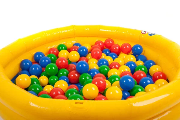 Palline Plastica Colorate Nella Piscina Gonfiabile Parco Giochi — Foto Stock