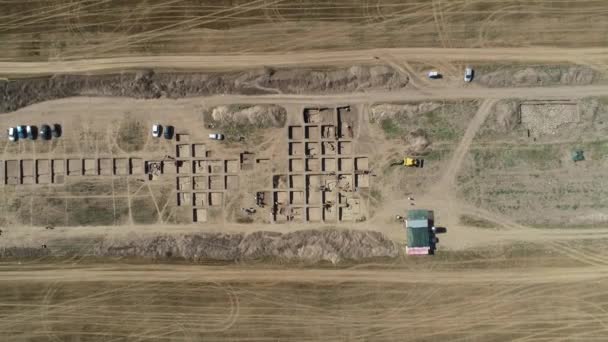 Arkeologisk Utgrävning Flygfoto Över Arkeologiska Utgrävningar Och Arkeologiska Läger — Stockvideo