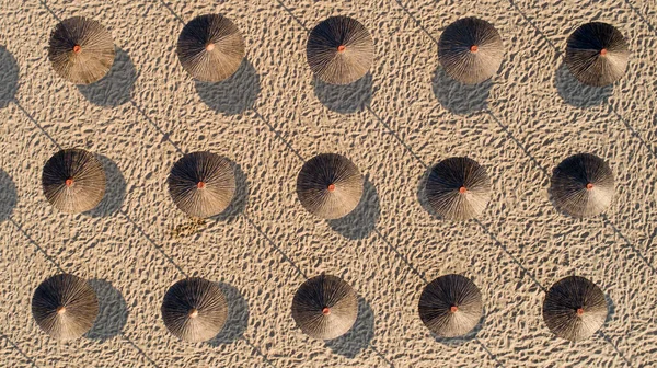 Top View Beach Straw Umbrellas Varna Bulgaria — Stock Photo, Image