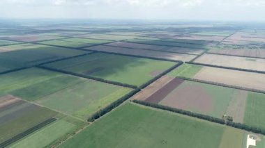 Çeşitli tarım türleriyle tarlaların havadan görüntüsü