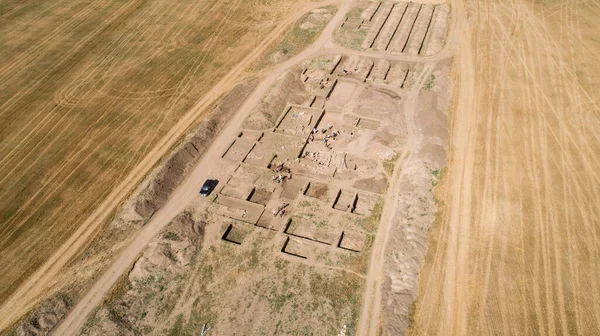 Αρχαιολογική Ανασκαφή Αεροφωτογραφία Των Αρχαιολογικών Ανασκαφών — Φωτογραφία Αρχείου