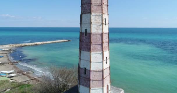 Imágenes Aéreas Del Faro Más Antiguo Península Balkan Shabla Bulgaria — Vídeo de stock