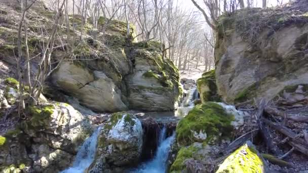 Rivier Waterval Stroomt Rotsen Bergrivier Rivierkreek — Stockvideo