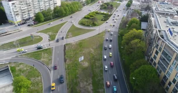 Pemandangan Udara Dari Lalu Lintas Jalan Pusat Kota Lanskap Kota — Stok Video
