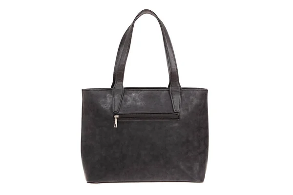 Black Leather Elegant Women Bag Fashionable Female Handbag Isolated — Stock Photo, Image